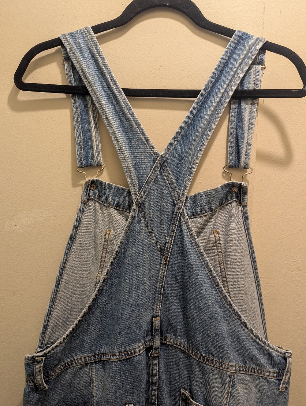 Free People We The Free Ziggy Distressed Ripped Knees Denim Overalls- M - Picture 11 of 16